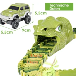 Dinosaurier Rennstrecke Autos Schienenbahn Spielset für Kinder