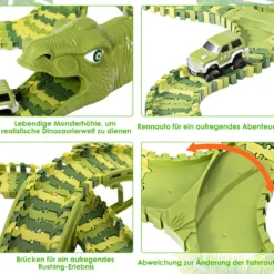 Dinosaurier Rennstrecke Autos Schienenbahn Spielset für Kinder
