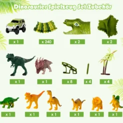 Dinosaurier Rennstrecke Autos Schienenbahn Spielset für Kinder