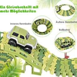 Dinosaurier Rennstrecke Autos Schienenbahn Spielset für Kinder
