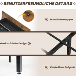 Doppelbettrahmen mit LED Plattformbett & Schubladen geräuschfreies Bettgestell Rustikales Braun
