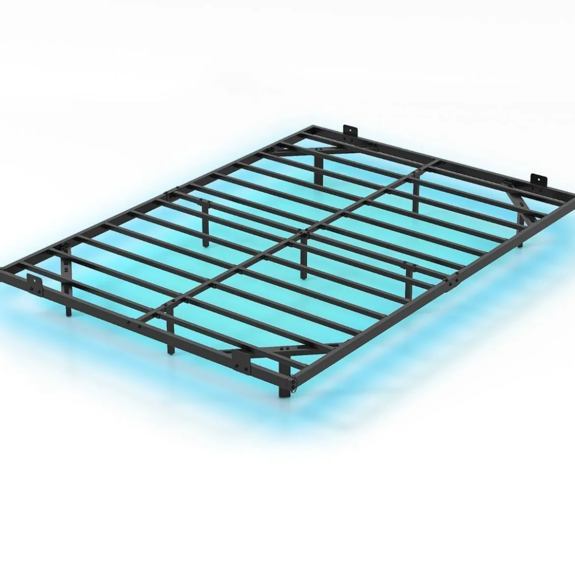 Doppelbett Schwebebettgestell mit LED-Leuchten modernes Bettgestell aus Metall Schwarz 140 x 200 cm