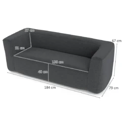 Doppelluftsofa tragbares aufblasbares Sofa mit abnehmbarem Bezug breite Armlehnen Grau