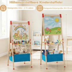 Doppelseitige Spieltafel mit Magnettafel & Whiteboard Höhenverstellbare Standtafel mit Papierrolle