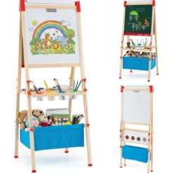 Doppelseitige Spieltafel mit Magnettafel & Whiteboard Höhenverstellbare Standtafel mit Papierrolle