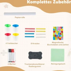 Doppelseitige Spieltafel mit Magnettafel & Whiteboard Höhenverstellbare Standtafel mit Papierrolle
