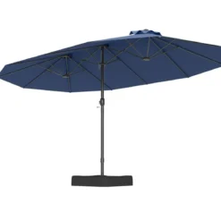 Doppelsonnenschirm mit Ständer & UPF 50+ & Kurbel Sonnenschirm Gartenschirm 443 x 263 cm