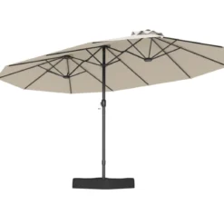 Doppelsonnenschirm mit Ständer & UPF 50+ & Kurbel Sonnenschirm Gartenschirm 443 x 263 cm