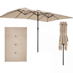 Doppelsonnenschirm 430 x 276 x 260 CM Extra Großer Gartenschirm mit 12 Rippen Ohne Ständer