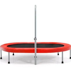 Doppeltrampolin faltbares Fitness-Trampolin mit verstellbarem Handlauf 154 x 90 x 92 -132 cm Rot