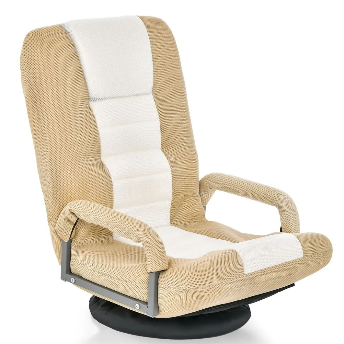 360° Drehbarer Bodenstuhl mit 6-Fach Verstellbarer Rückenlehne Bodensessel Beige
