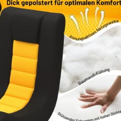 360° Drehbarer Bodenstuhl mit Verstellbarer Rückenlehne klappbares Bondensofa Gelb