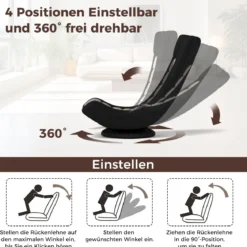 360° Drehbarer Bodenstuhl mit Verstellbarer Rückenlehne klappbares Bondensofa Grau