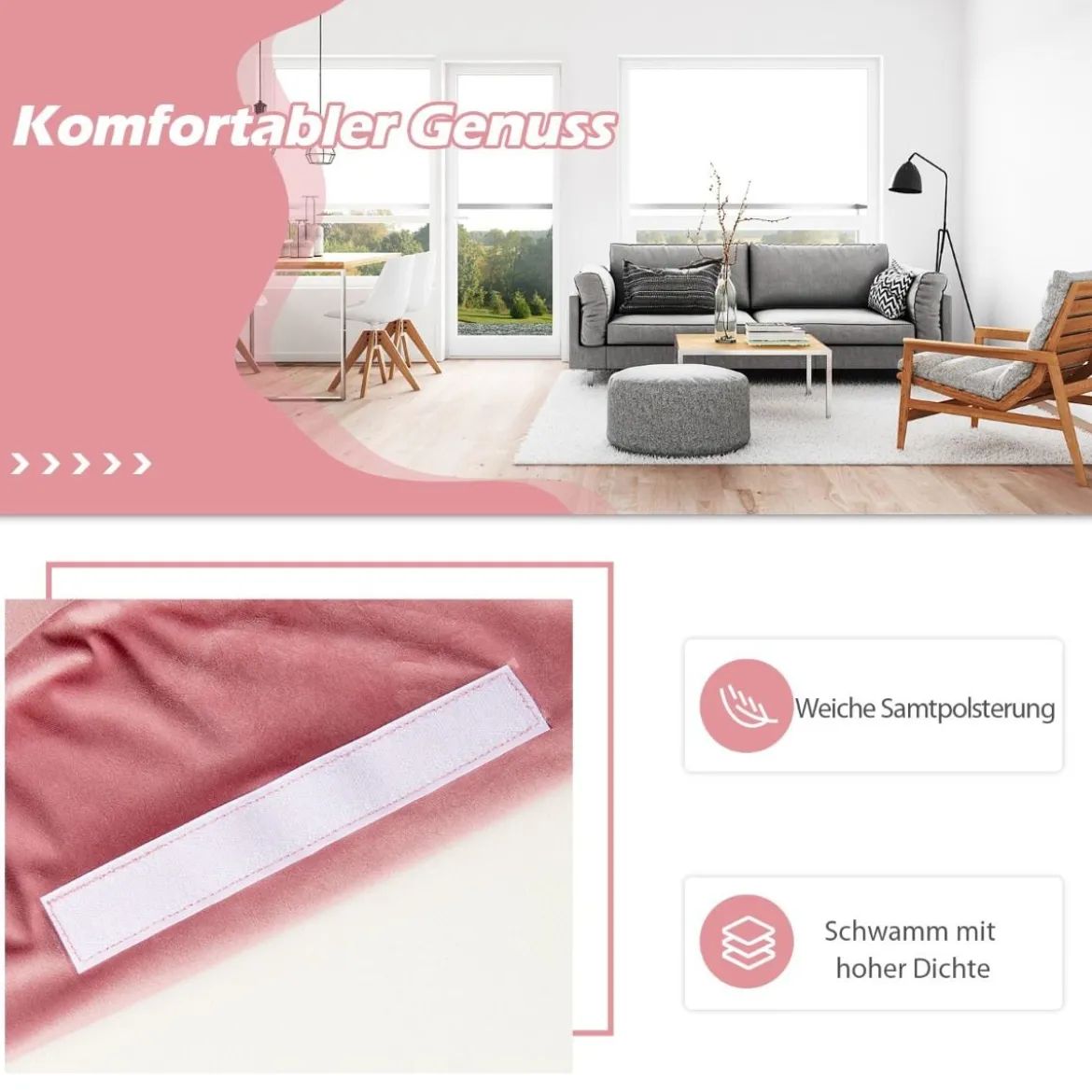 360° Drehbarer Kosmetikstuhl Freizeit-Bürostuhl mit Armlehnen Rosa