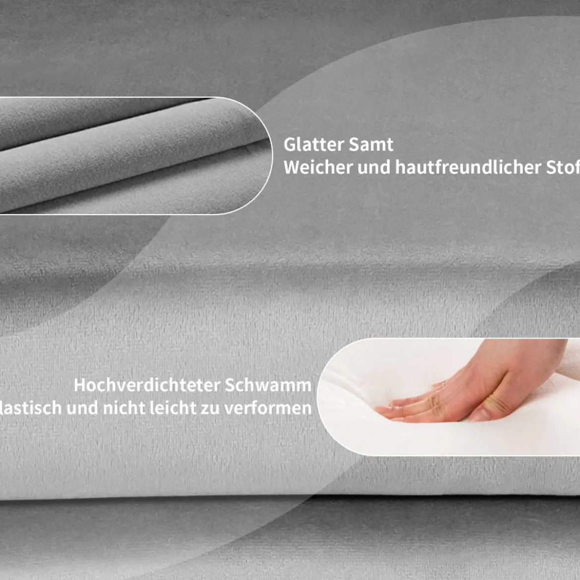 Drehbarer Samtstuhl höhenverstellbarer Barhocker mit runder Rückenlehne & elastischem Sitz Grau
