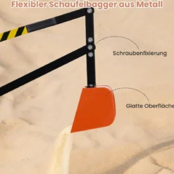360° Drehbarer Sitzbagger zum Draufsitzen Metall Bagger mit Schaufel & 2-Hand Steuerung Orange