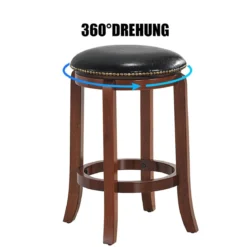 Drehhocker Barhocker gepolsterter Rundhocker Bistrohocker Barstuhl 49 x 49 x 61 cm Braun + Schwarz