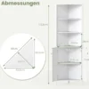 Dreieckiger Küchenschrank mit 2 Türen & 5 Ablagen Schmaler Eckschrank Hochschrank Weiß
