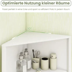 Dreieckiger Küchenschrank mit 2 Türen & 5 Ablagen Schmaler Eckschrank Hochschrank Weiß