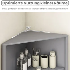 Dreieckiger Küchenschrank mit 2 Türen & 5 Ablagen Schmaler Eckschrank Hochschrank Grau
