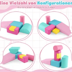 Dreieckiges Kletter-Spielzeugset aus Holz mit 6 Schaumstoffbausteinen zum Toben und Klettern