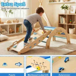 Dreieck-Kletterset mit Bogen & Rampe & Kletterer Faltbares Dschungelturngerät Montessori-Spielzeug