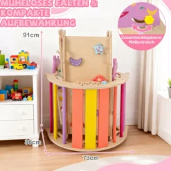 Dreiecksset 9-in-1 faltbares Kletterspielzeug Montessori Kletterset aus Holz Klettergerüst für Kinder Bunt