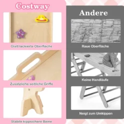 Dreiecksset 9-in-1 faltbares Kletterspielzeug Montessori Kletterset aus Holz Klettergerüst für Kinder Macaron