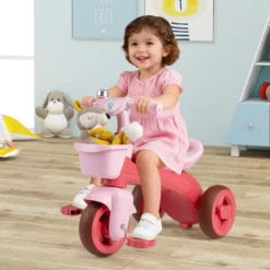 Dreirad Kinder Laufrad mit begrenzter Lenkung Klingel & ergonomischem Sitz Kleinkinder Spielzeug Rosa