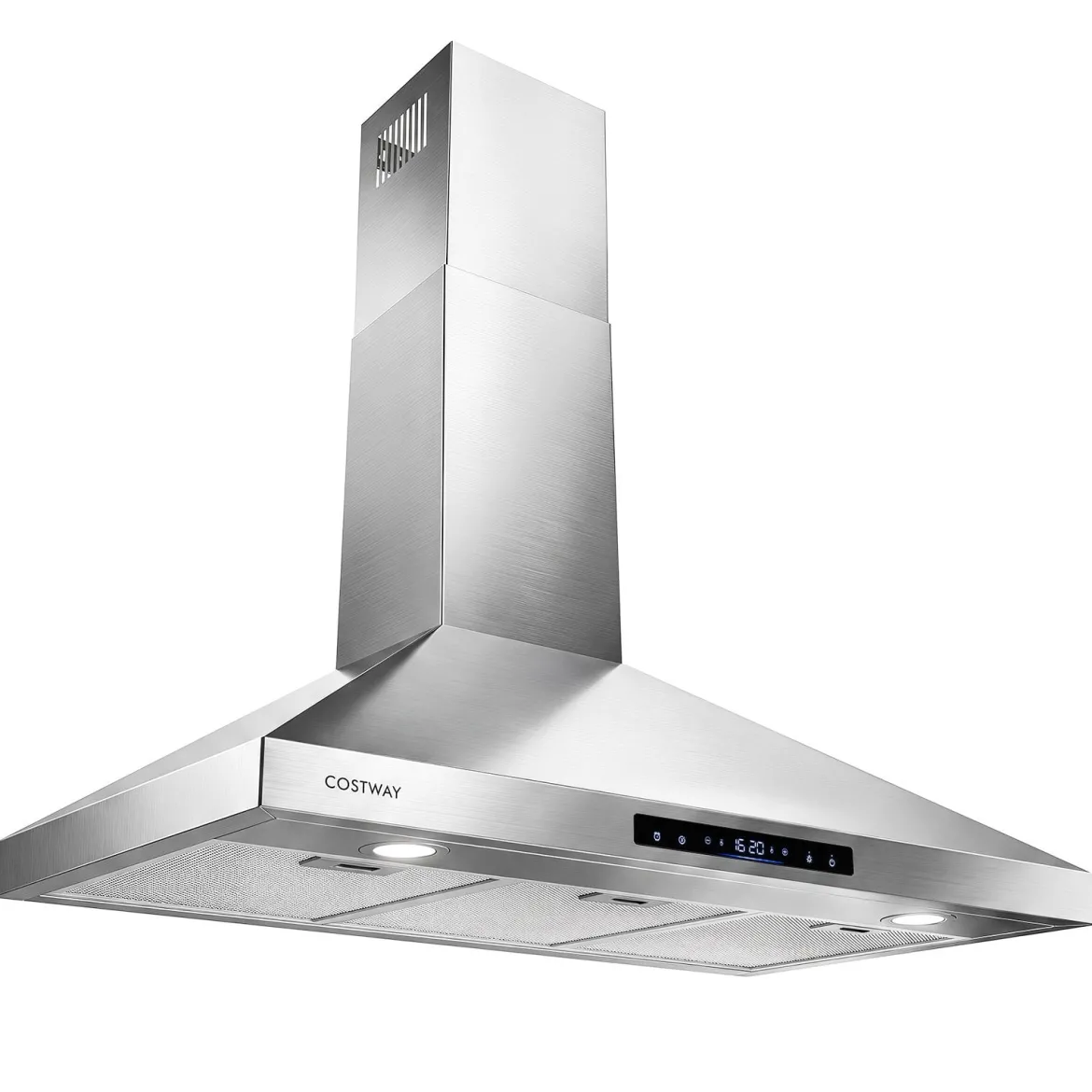 Dunstabzugshaube 90 cm mit Touch-bedienfeld und Gestensensor Küchenabzugshaube Silber