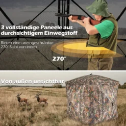 270° durchsichtiger Tarnzelt Pop-Up Jagdzelt aus robust Oxford für 2-3 Personen tragbares Tarnzelt Tarnmuster