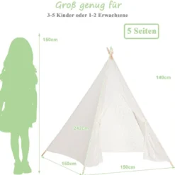 Durchsichtiges Spitzen-Kinderzelt mit Bunten Lichterketten für Kinder & Erwachsene 150 x 150 x 140 cm