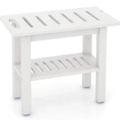 Duschbank Bad Badhocker wasserdicht mit Griff & Ablagefach Duschhocker bis 150 kg Belastbar Weiß