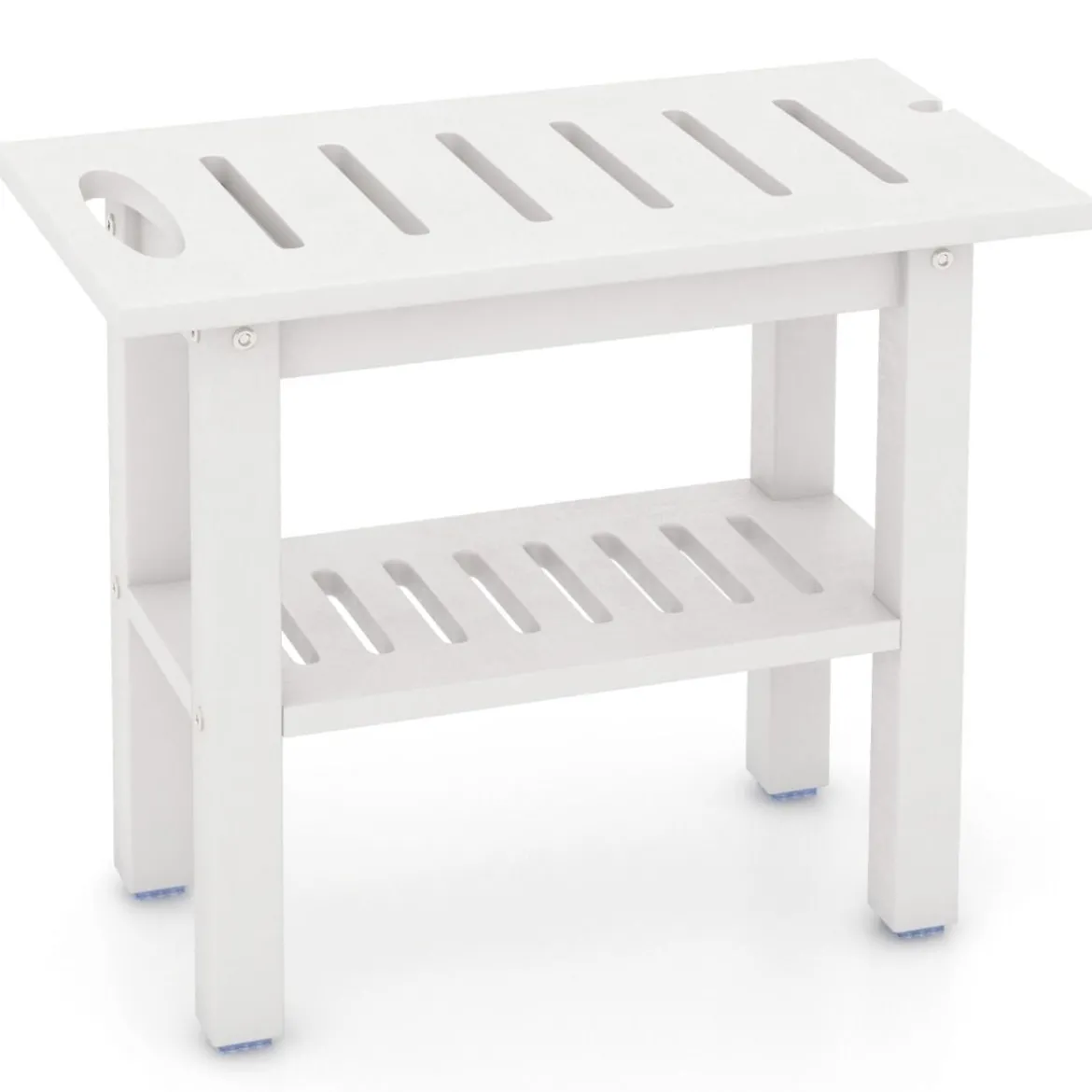 Duschbank Bad Badhocker wasserdicht mit Griff & Ablagefach Duschhocker bis 150 kg Belastbar Weiß