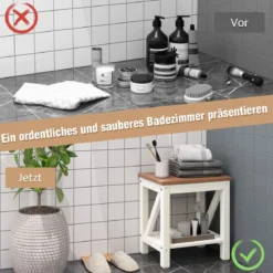 Duschbank Bad Sitzbank mit Ablage bis 150 kg Belastbar Wasserdichte Badezimmerbank 43 x 32 x 47 cm