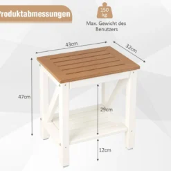 Duschbank Bad Sitzbank mit Ablage bis 150 kg Belastbar Wasserdichte Badezimmerbank 43 x 32 x 47 cm