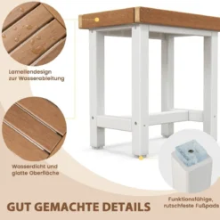 Duschbank Bad Sitzbank mit Ablage bis 150 kg Belastbar Braun + Weiß 46 x 31 x 49 cm