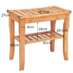 Duschhocker aus Bambus Badhocker mit Ablagefach Badezimmerhocker 48,5 x 27 x 45 cm
