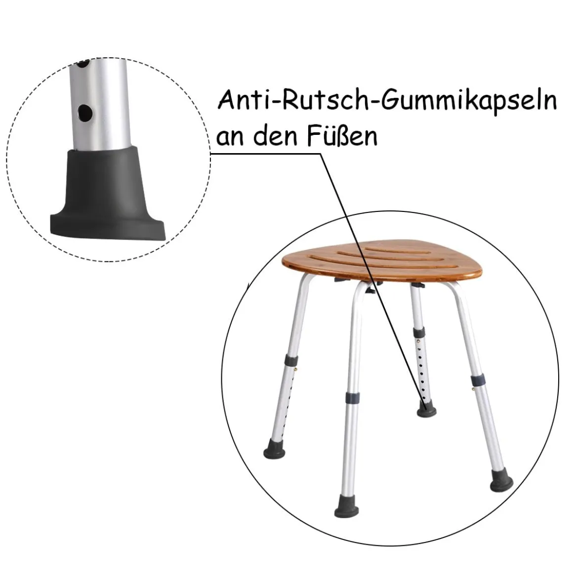 Duschhocker Duschstuhl Badehilfe Dusche Sitz Badhocker Duschhilfe Bambus 160KG