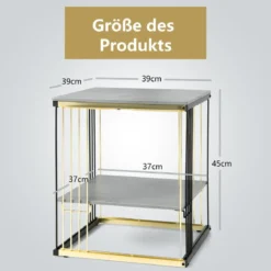 2 Ebenen Beistelltisch Marmor Optik mit abnehmbarer Ablage Sofatisch mit Metallrahmen 39 x 39 x 45 cm