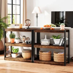 3 Ebenen Holz Standregal mit Kippschutz-Sets & Offenen Regalfächern Bücherregal Braun