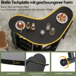 3 Ebenen Küche Bartisch mit Glashalter & Metallrahmen Hausbar Küchentheke Minibar