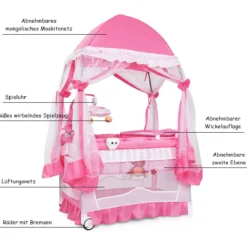 2 Ebenen Klappbares Babybett Kinderreisebett Laufstall mit Wickelauflage