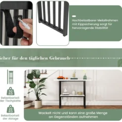 2 Ebenen Konsolentisch mit Marmoroptik Schmaler Beistelltisch Flurtisch mit Metallrahmen
