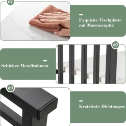 2 Ebenen Konsolentisch mit Marmoroptik Schmaler Beistelltisch Flurtisch mit Metallrahmen