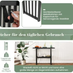 2 Ebenen Konsolentisch mit Marmoroptik Schmaler Beistelltisch Flurtisch mit Metallrahmen