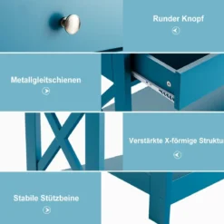 3 Ebenen Konsolentisch mit Schublade & 2 Ablagen & X-Förmigen Beinen