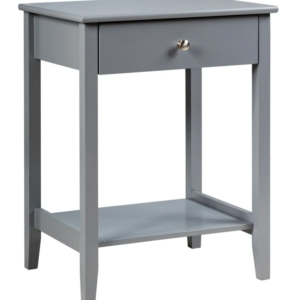 2 Ebenen Nachttisch mit Schublade Sofatisch aus Holz 47,5 x 36 x 62 cm Grau