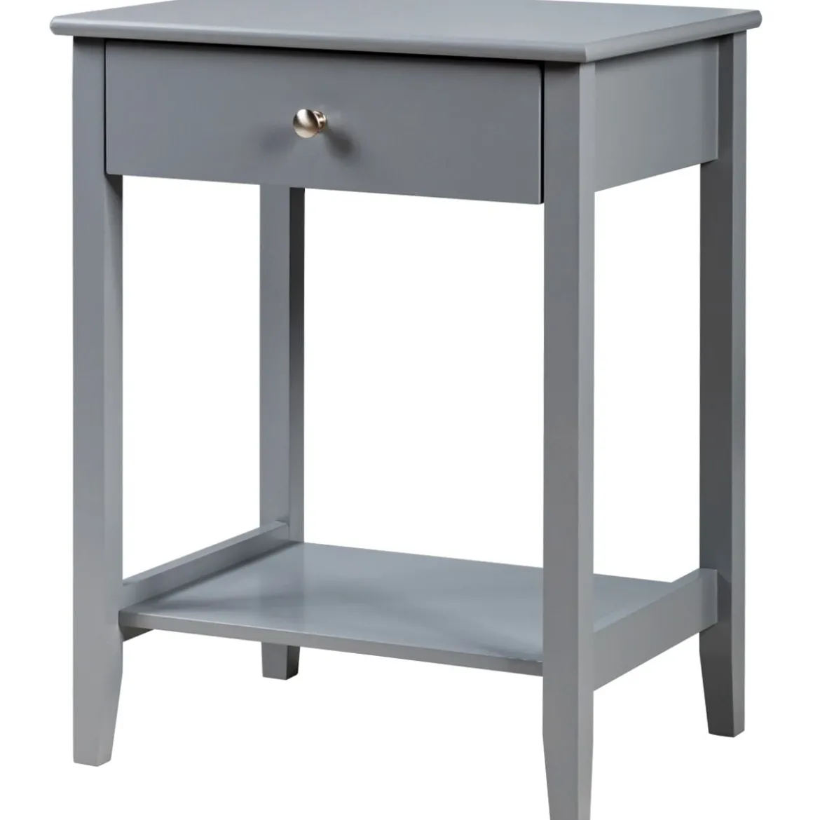 2 Ebenen Nachttisch mit Schublade Sofatisch aus Holz 47,5 x 36 x 62 cm Grau