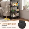 5 Ebenen Schmaler Küchenwagen auf Rollen mit Griffen Nischenregal Bad Rollwagen Schwarz
